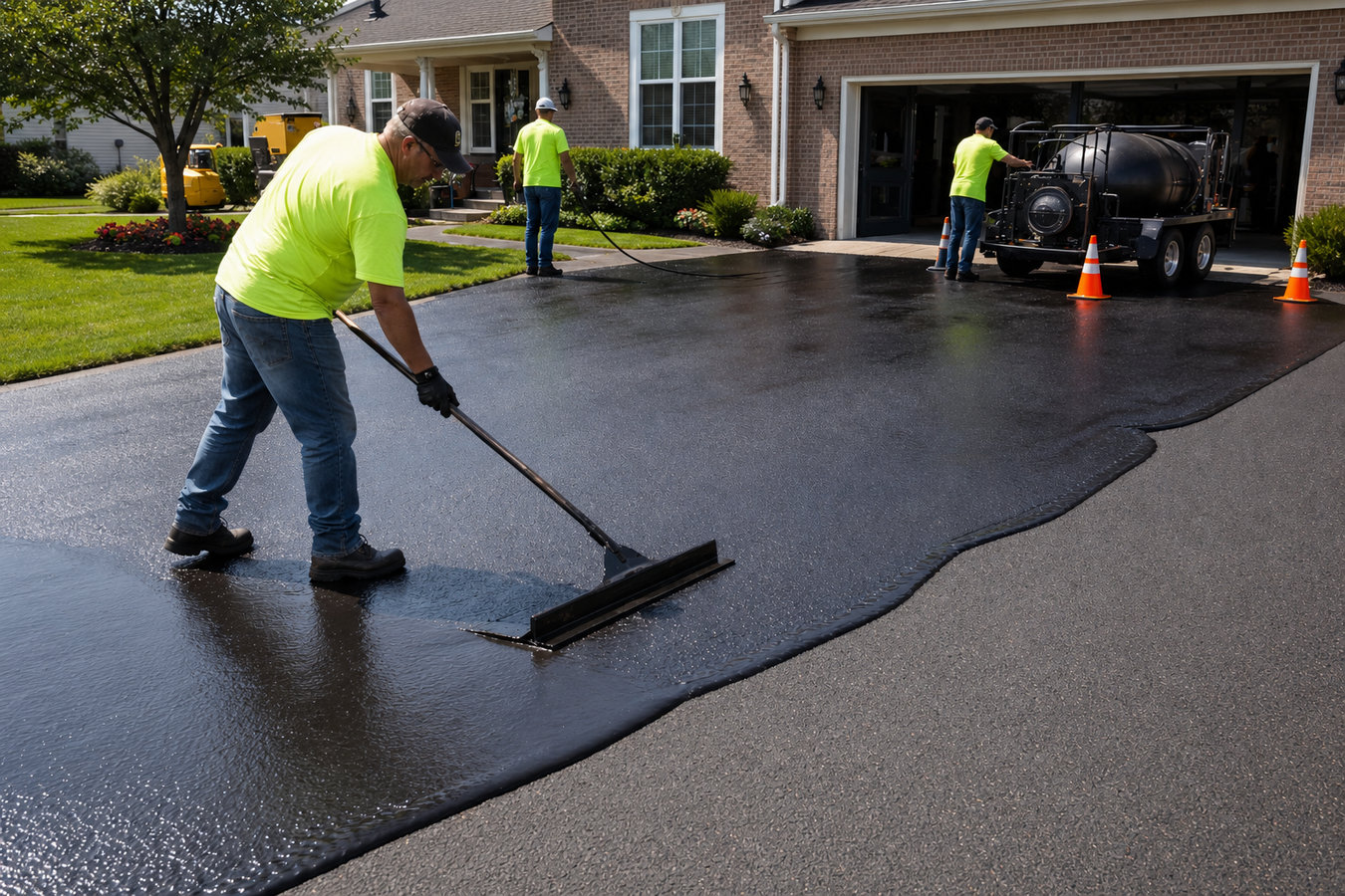 Asphalt sealcoating